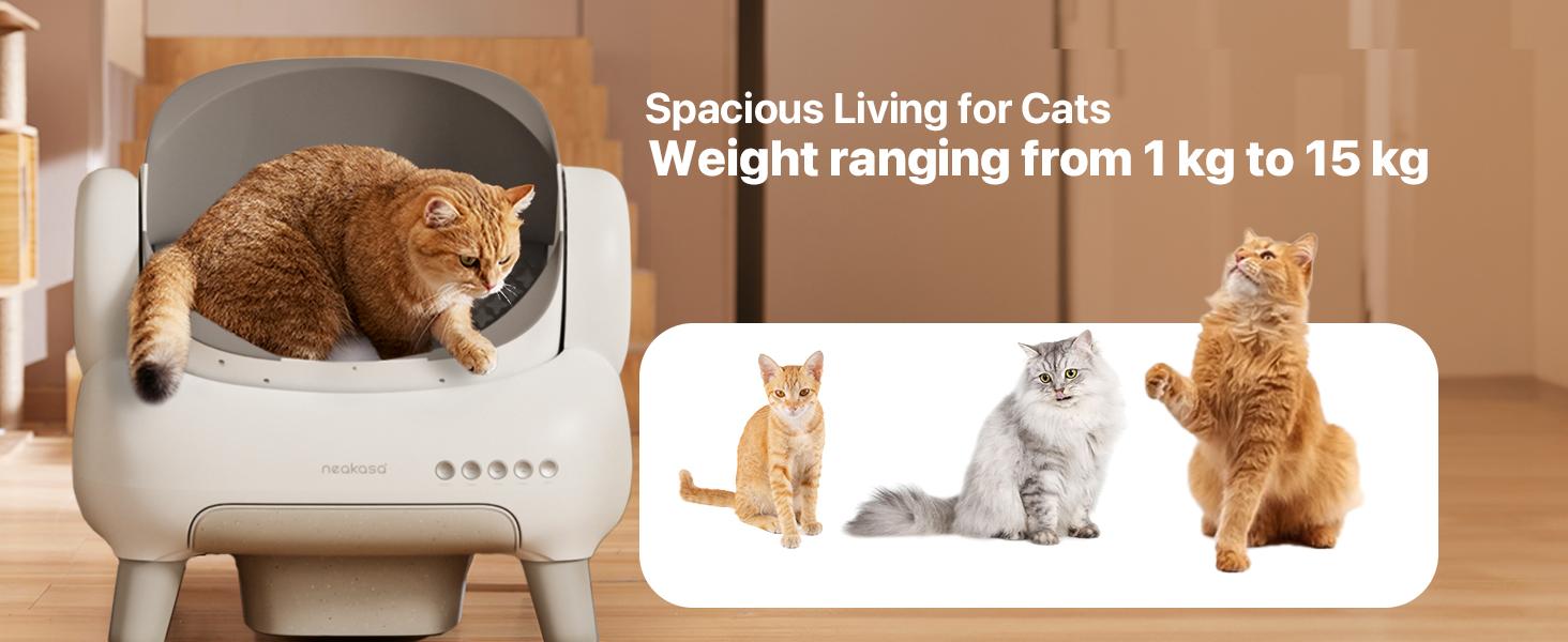 M1 Lite Open-Top Self Cleaning Cat Litter Box, Automatic Cat Litter Box with APP Control, Safety Protection, 1 Roll Waste Bag Litterbox Litterbox