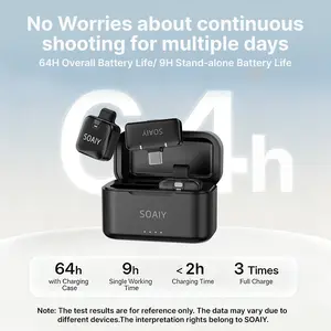 SOAIY Wireless Lavalier Microphone for iPhone/Android/iPad, 3-Level AI Noise Cancelling Mic with Reverb, 328ft/100m Long Range Connection, 68H Battery for TikTok Live, Vlog, YouTube (1TX+2RX)