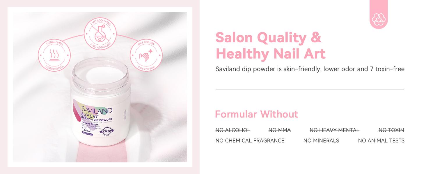 SAVILAND Clear Nail Dip Powder Kit Starter: 60g 2oz Kreatin Dip Powder Nail Liquids Dipping Powder Activator Base Top Coat Professional Dip Nail Kit Repair for French Manicure Salon Home DIY Nail Art