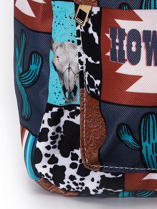 Highland Cow Floral School Backpack Western Style Kids Backpack 3 Prints Available, Highland Cow Floral & Cowboy Horse Pattern Lightweight School Bookbag For Girls Boys