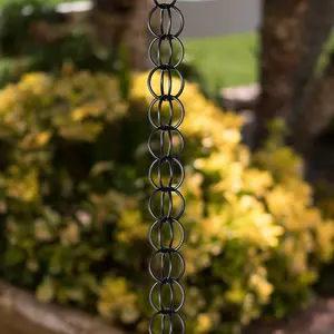 Aluminum Ring Rain Chain Replacement Downspout for Gutters, Black Powder Coated