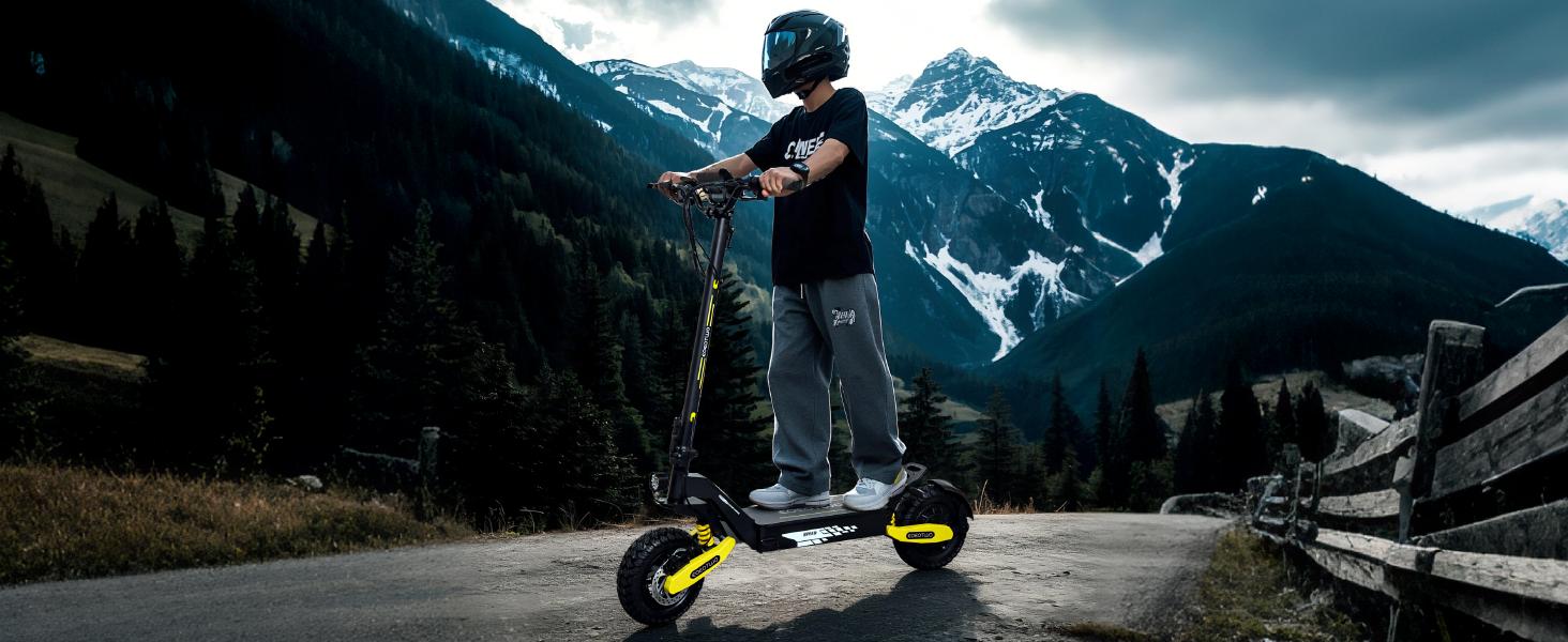 EOEOTWO GT06 Electric scooter, 48V 13AH/23.4AH, range of 40 miles, 1200W motor, foldable electric skateboard, 28MPH, LED display screen, front and rear dual shock absorbers, electric skateboard