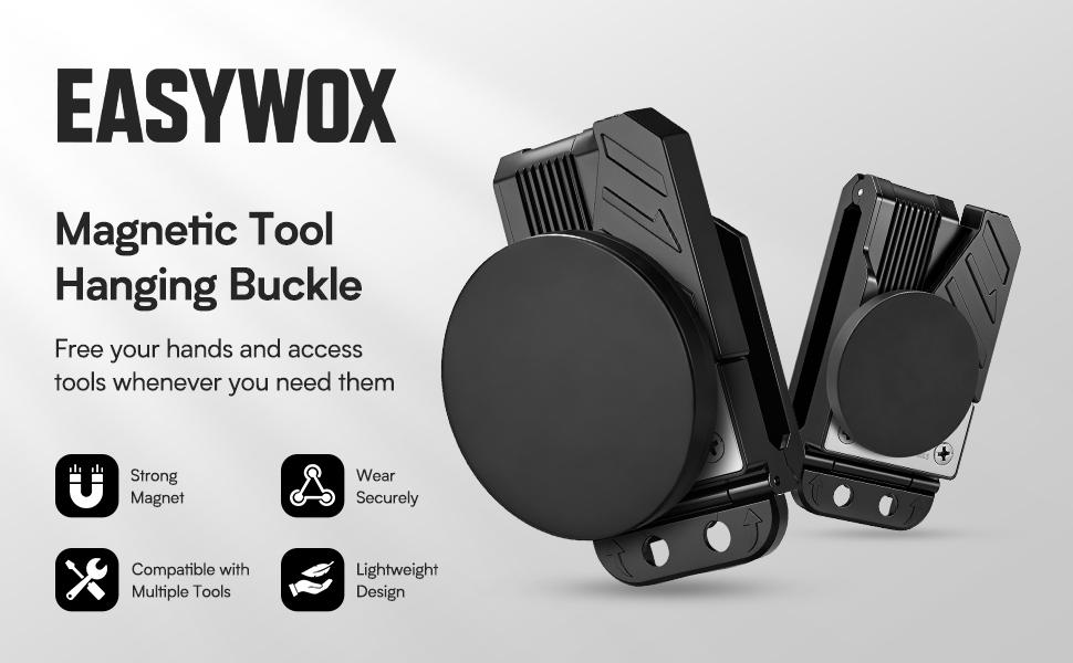 EasyWox  Magnetic Tool Holder - Strong Clip-On Belt Magnet Holster for Screws, Nails, Hammer, Sockets, Pliers, Screw Driver, Trowel, Drill Bit, Wrench, or Any Magnetic Tools and Hardware，Gift for Christmas,New Year