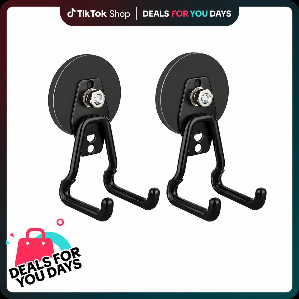 2/4 Pack Black Heavy-Duty Magnetic Garage Hooks, Strong Large-Magnet Hooks, Suitable for Electric Drills, Gardening Tools, Hoses, Garages and Workshops, Indoor and Outdoor Hanging Magnetic Storage Hooks, Wall Mounted Hook, Wall and Ceiling Mount