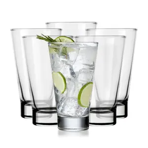 Libbey Highball Glasses Set of 6, Clear Restaurant Quality 12 Oz Highball Cocktail Glasses, Modern Hi Ball Glassware for Beer, Fizzy Pops, and More