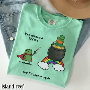 Comfort Colors Shenanigan Frog Funny St. Patrick's Day T-Shirt, St. Patty's Humor Shirt Lucky Pot of Gold Tee