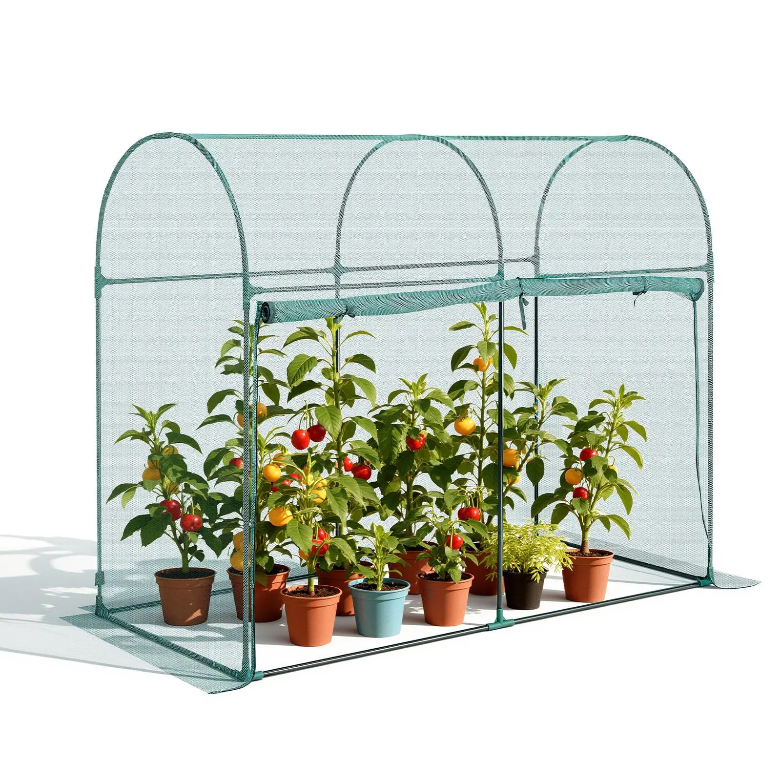 VEVOR Portable Greenhouse Crop Cage (5.9x2.98x4.9ft/1806x910x1500mm/71.10x35.83x59.06in), Steel Tall Frame Plant Tent with Zippered Door, Sunlight-Penetrate Netting, Wind-Resistant, Animal-Proof, Easy-to-Install Raised Bed Cover for Garden Patio