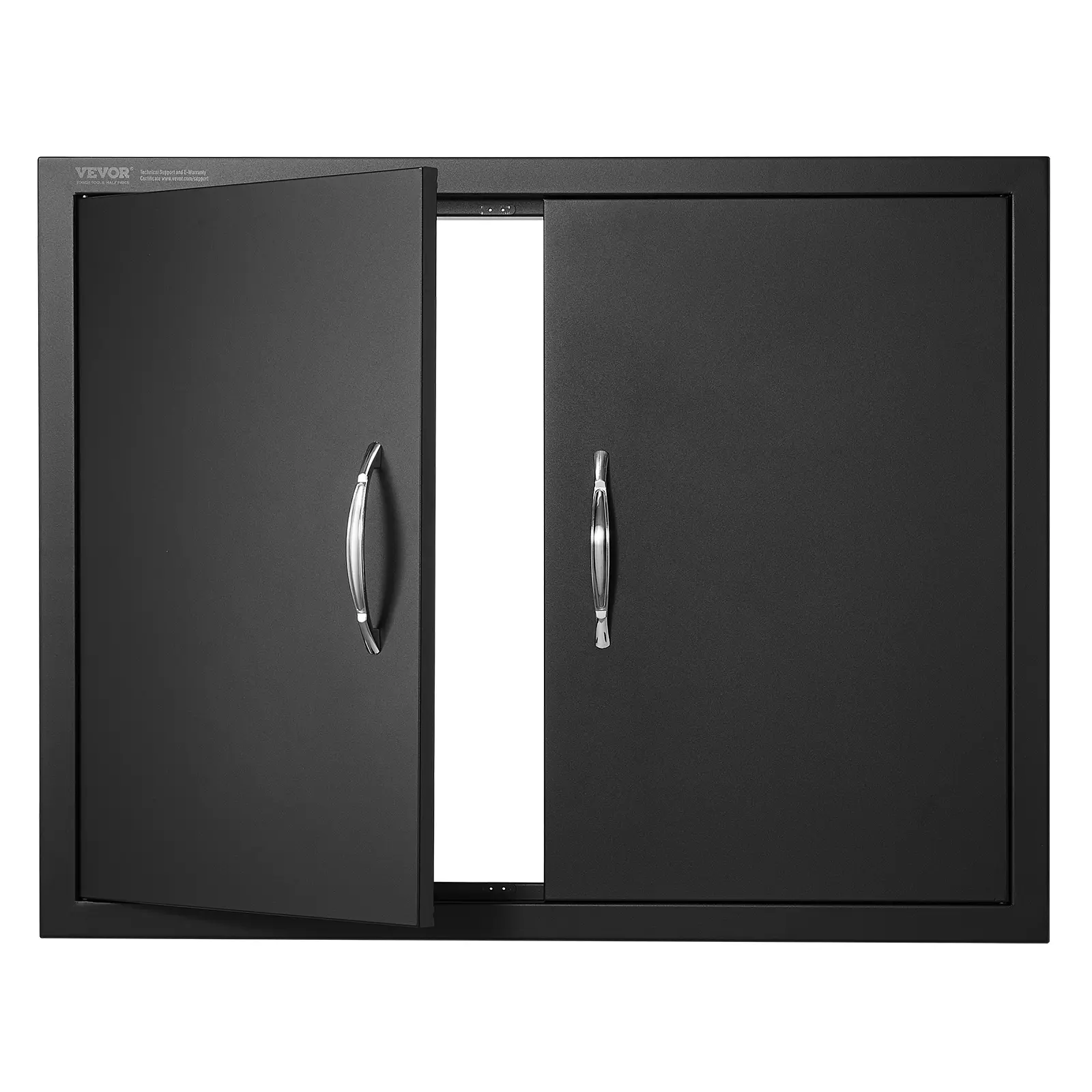 VEVOR Modern Matte Black Double BBQ Access Door, 31W x 24H Inch Cold Plate Flush-Mount Vertical Wall Door with Ergonomic Handles, Top & Bottom Magnets, Powder Coated for Outdoor Kitchen Island Cabinet (DealsForYouDays Promotion), Magnetic Seal