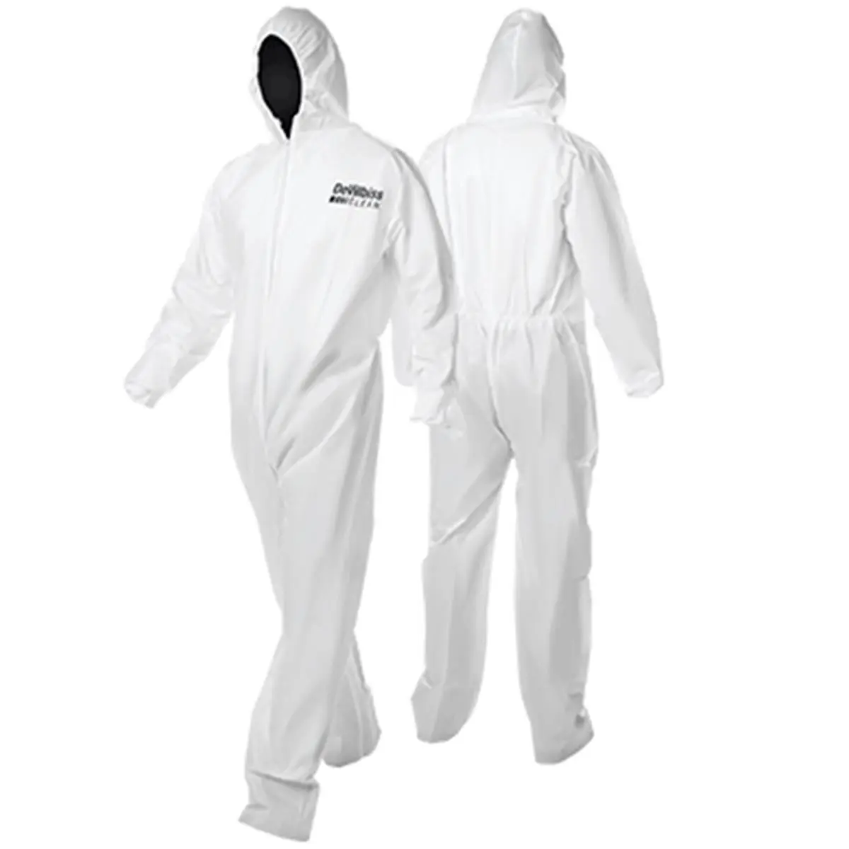 DeVilbiss DEV-803672 Men's Disposable Protective Coveralls - Menswear, OSHA 1910.132 Compliant, Lightweight, Full Length, Elastic Cuffs, Comfortable, Non-Staining Workwear Uniforms, Large, Zipper-Pullover Design, Zippered
