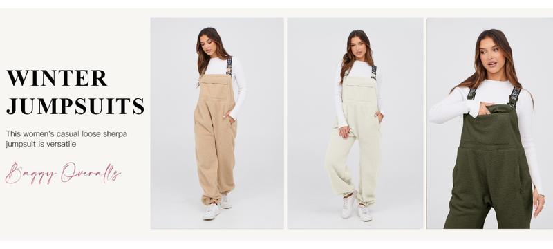 Naeduo Womens Fleece Overalls One-piece Bibs Jumpsuits Adjustable Suspender Straps Warm Winter Fuzzy Ski Pants