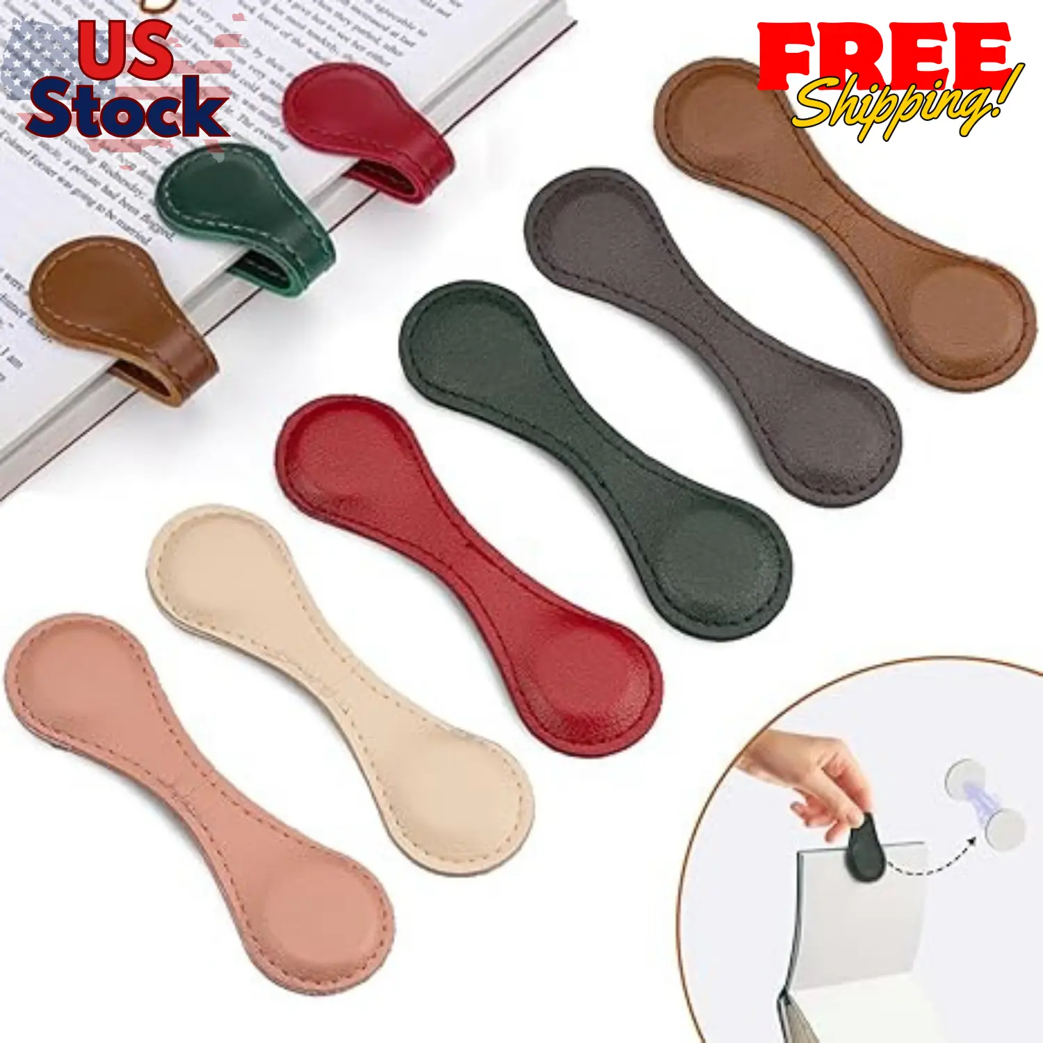 6PCS Magnetic Bookmarks,Magnetic Leather Bookmark