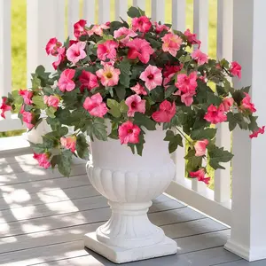 Artificial Petunia Flowers Outdoor – UV Resistant Fake Flowers for Porch, Garden, Balcony & Patio Decor, Realistic Silk Plants