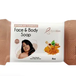 Byenblan 1-Piece Turmeric Brightening Cleanser Soap with Balance Tools, Body Care Product for Optimal Health and Wellness Skincare