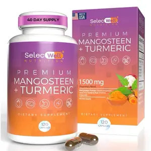 SelecWell Mangosteen + Turmeric Capsules | Joint & Digestion Support | Formulated for Wellness, Includes Natural Ingredients | 120 Vegetarian Capsules, 1500mg per Serving