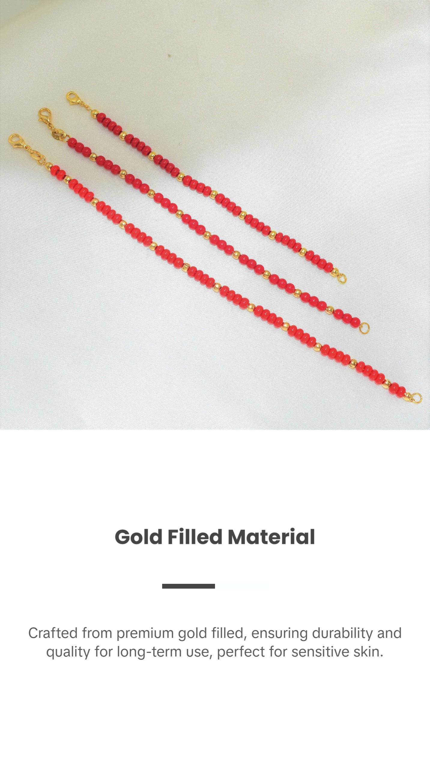 Gold Filled Red Beads Protection Bracelet for Baby - Hypoallergenic and Durable
