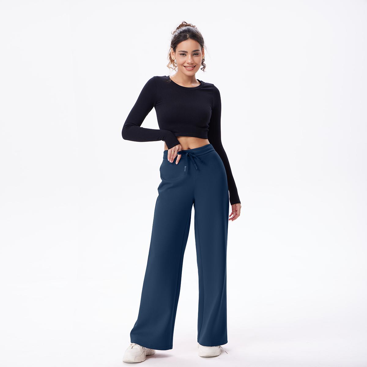 OQQ Women’s High Waist Wide Leg Lounge Pants – Soft Drawstring Relaxed Fit Casual Trousers SpringStatements