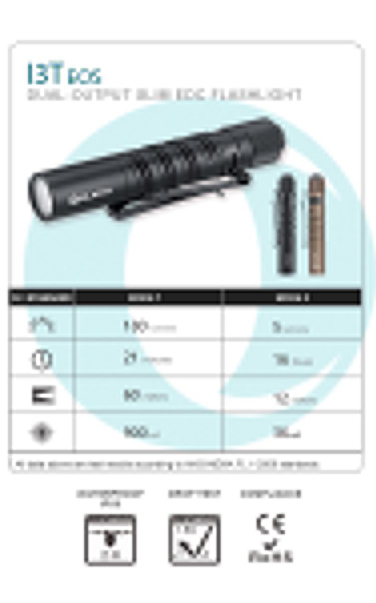 OLIGHT I3T EOS 180 Lumens Dual-Output Slim EDC Flashlight with AAA Battery for Camping and Hiking, Tail Switch Flashlight