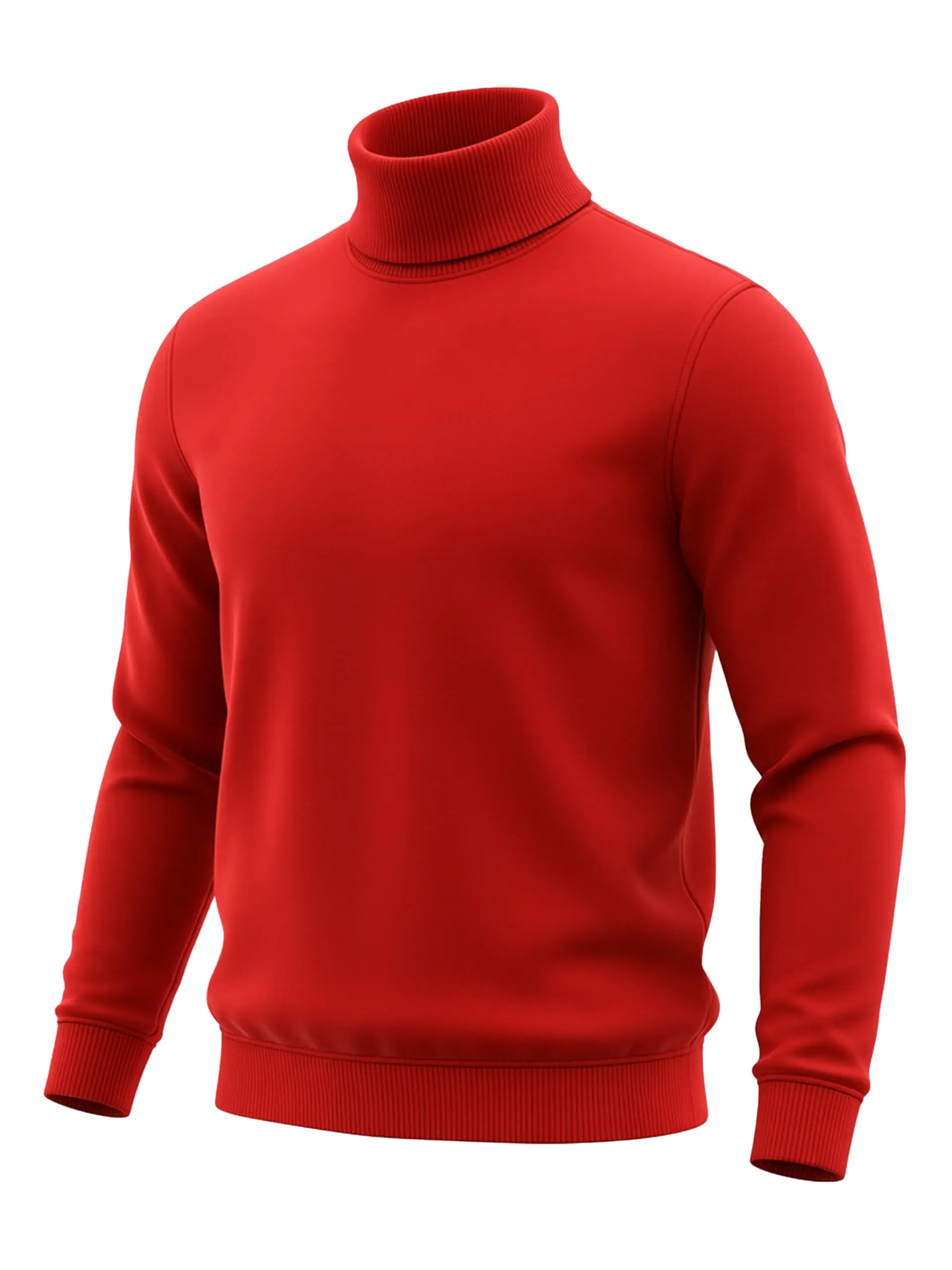 URBAN BUCK Mens Turtleneck Long Sleeve Sweater Lightweight Fleece Pullover Warm Winter Slim Fit Ribbed Neck Owen Undershirt for Men