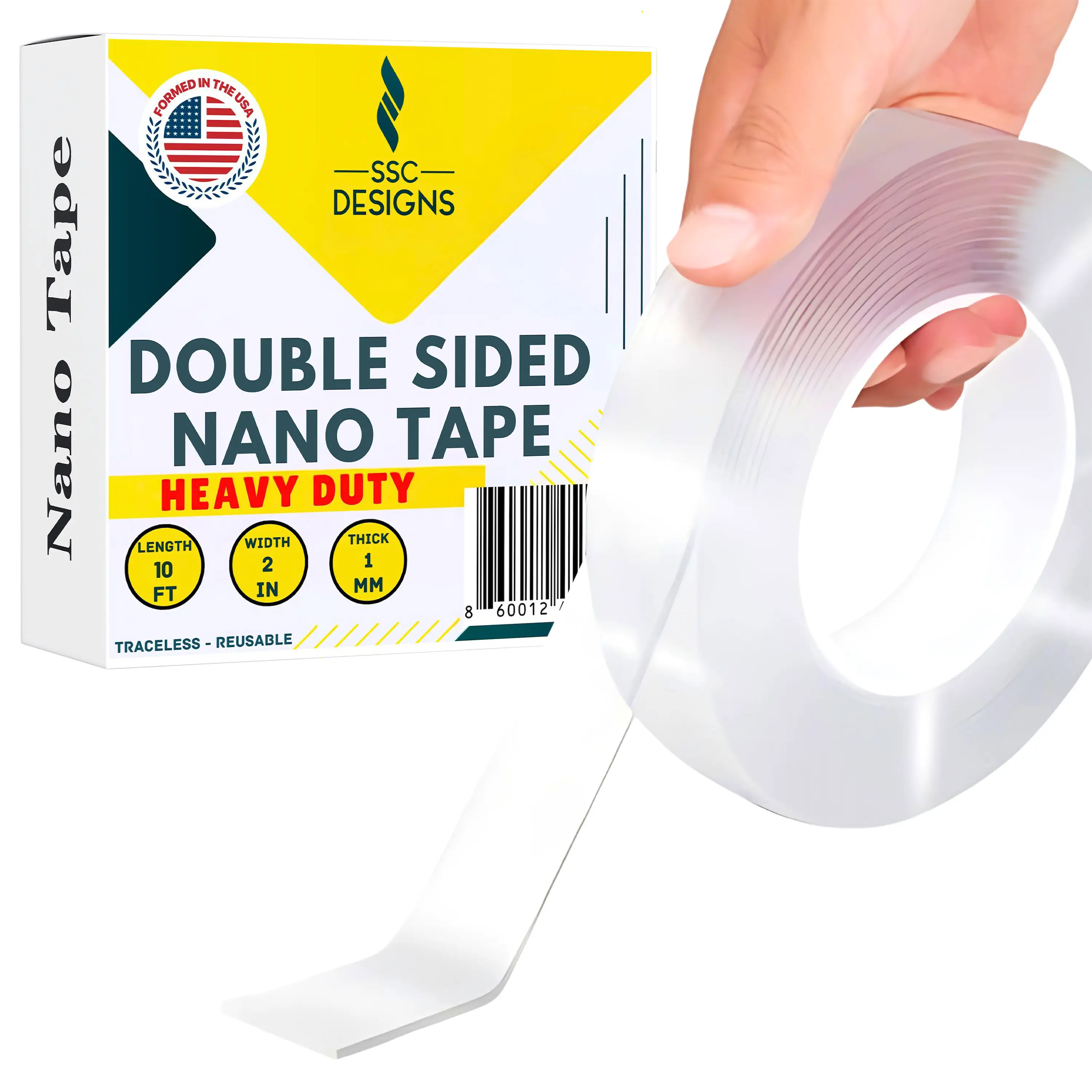 Double Sided Tape Heavy Duty Mounting Tape Two Sided Adhesive for Wall Hanging Decor Poster - 10 Ft