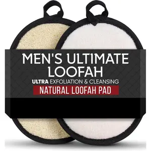 Sturdy Natural Loofah for Men, The Ultimate Men's Loofah Body Scrubber Made with Natural Egyptian Shower luffa Sponge, Bath Shower Sponge lufas for Men - 2 Count (1 Pack) - Black