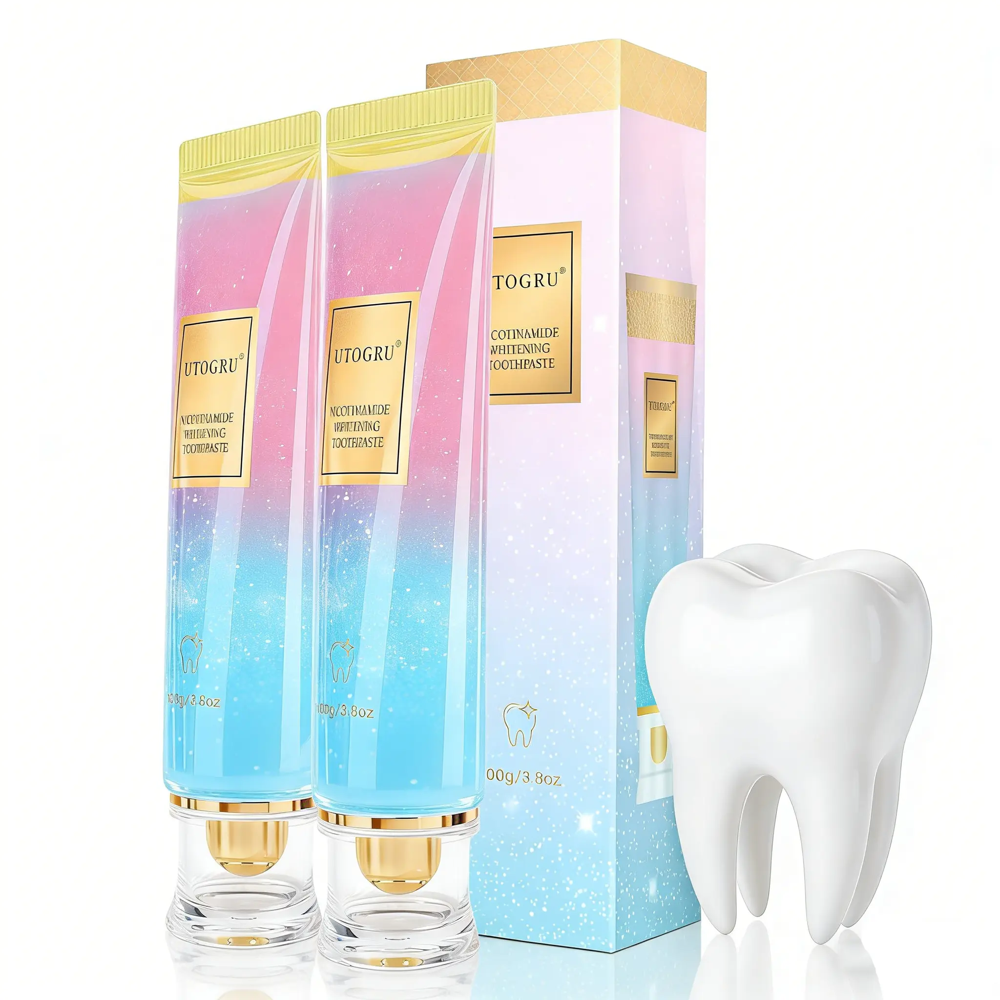 2 pc Niacinamide Whitening Toothpaste, Niacinamide Intensive Whitening Toothpaste with Natural Gentle Care Deep Stain Removal Clean Peach Flavor, Improves Gum Health, Fresh Breath，Mother's Day gift, a gift for Mom