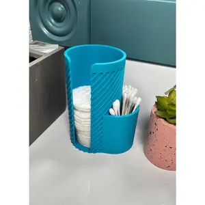 Cotton Swab and Pad Organizer - Colorful 3D Printed - Bathroom organization - Vanity organizer