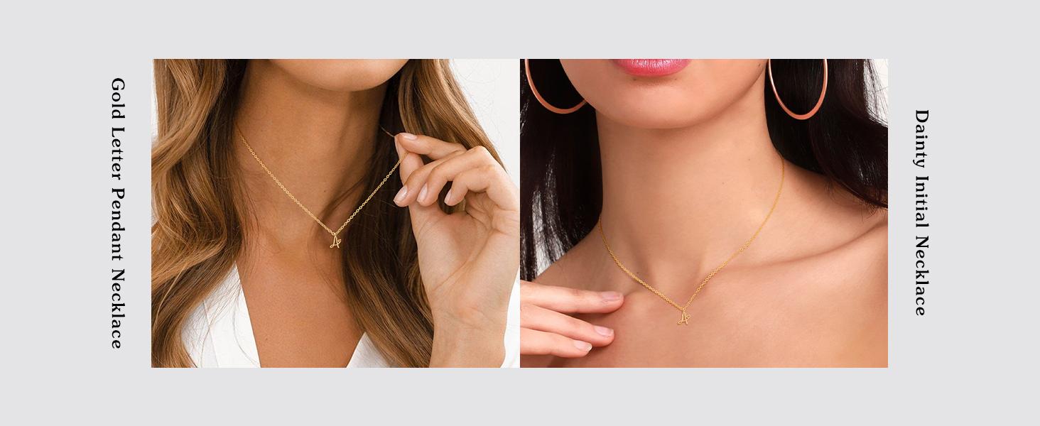 TEWIKY Initial Necklace For Women Dainty Letter Pendant Necklace Trendy Waterproof Simple Cute Necklaces Custom Personalized Monogram Choker For Summer For Valentineday