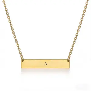 [Please leave your customization information in the remarks] Personalized Name Engraved Bar Necklace Refined, Streamlined Design Crafted in High-Quality Stainless Steel