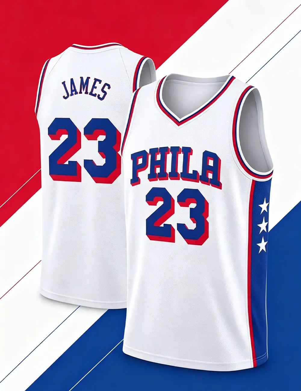 Unisex Basketball #23 James Philadelphia Team Swingman Jersey, Youth Boys Basketball Jersey PHILA 23 Sleeveless Sports Tank Shirt Kids Athletic Performance Top for Sports Party