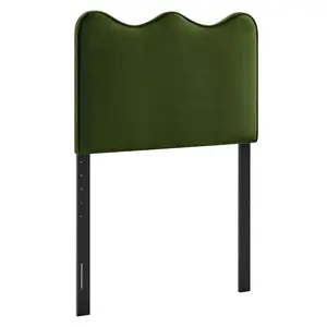 Athena Stain-Resistant Performance Velvet Twin Size Headboard in Moss Green