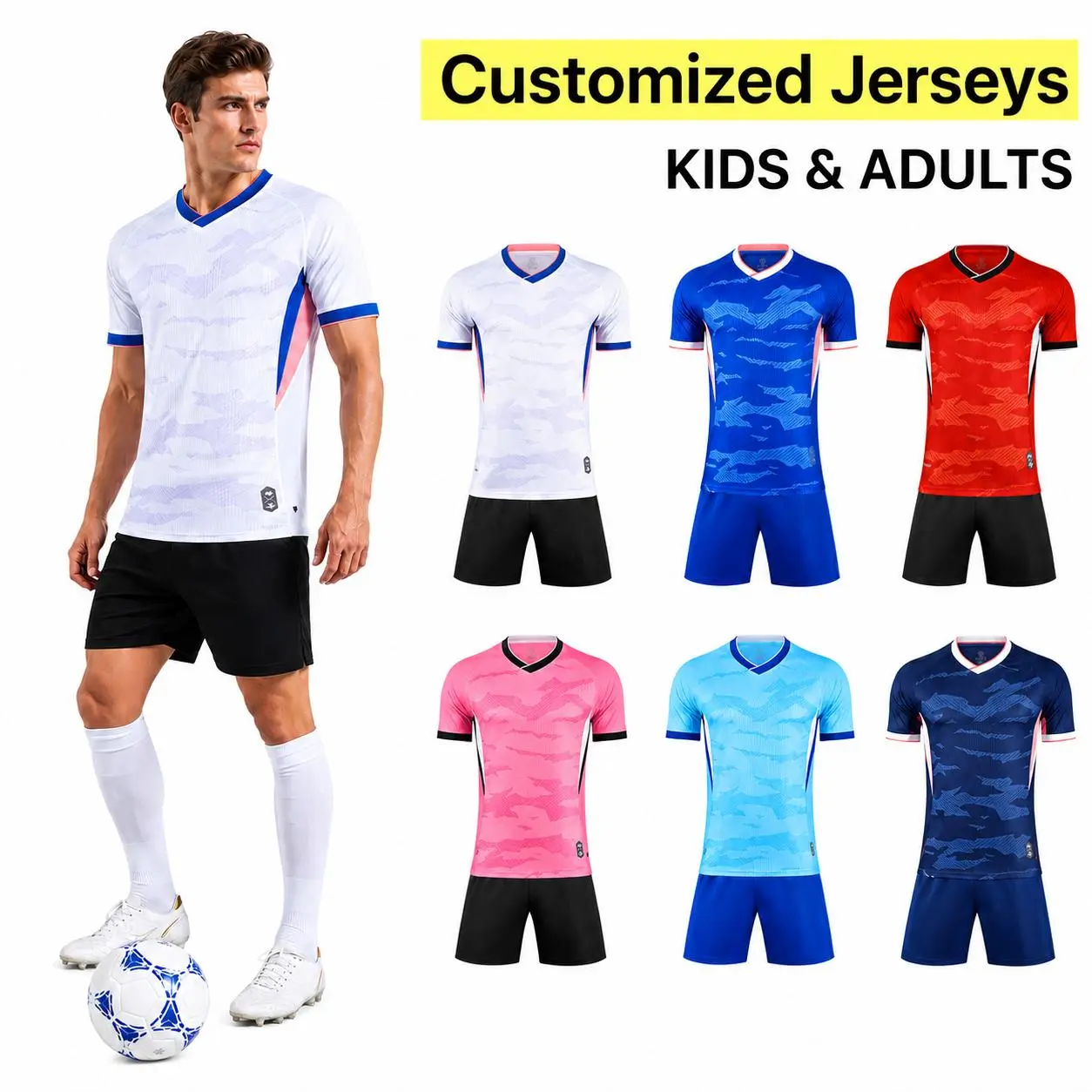 2026 Customizable Football Jersey Set - DIY Name/Num Print, Professional Men's & Women's Athletic Active Tops, Casual Sports Jersey Shirts, Customizable Kit