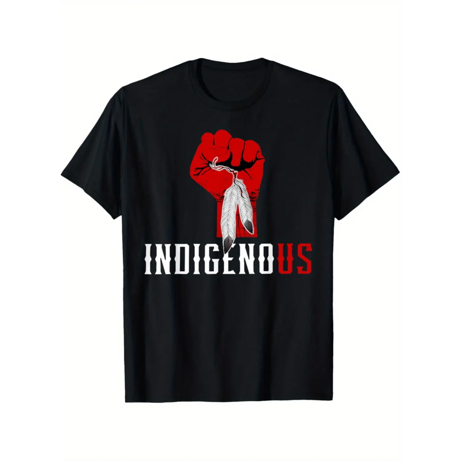 Native American Feather Hand Indian T-Shirt Loose Fit Unisex Short Sleeve Casual Comfortable Black XXXL