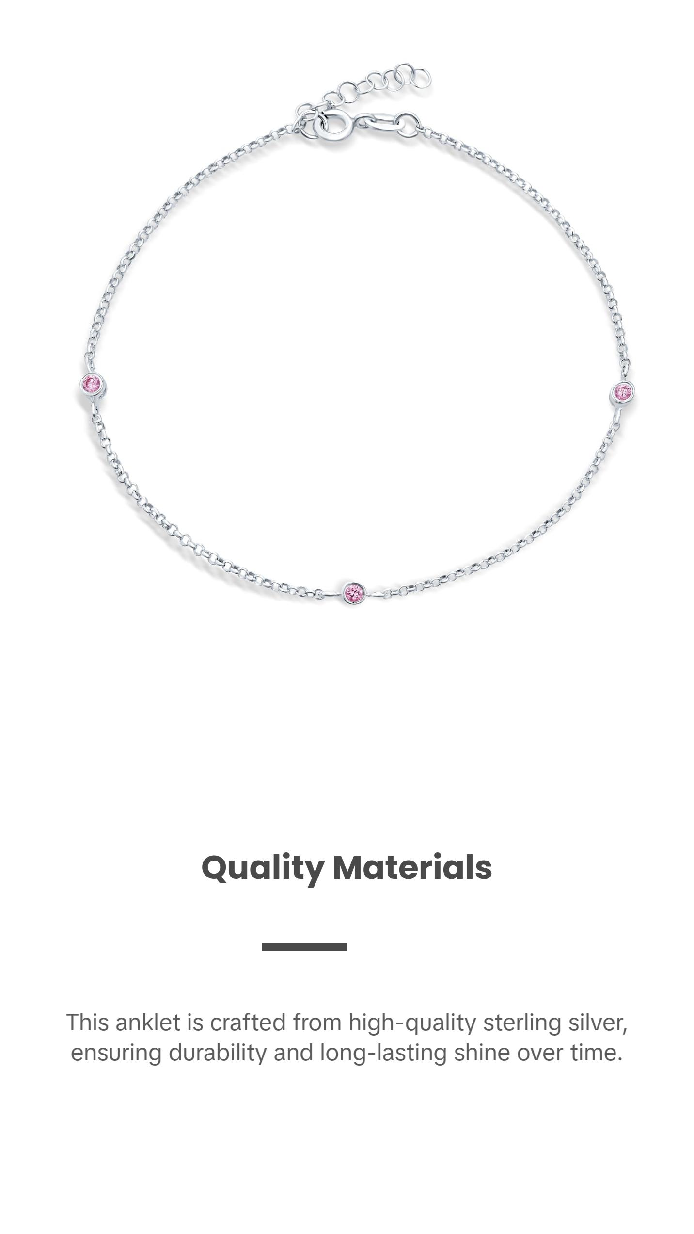 Bridal AAA CZ By The Yard Station Anklet Tennis Ankle Bracelet Silver 9-10 Inch