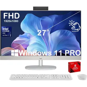 HP 27" Touchscreen All-in-One Desktop PC - 27 inch FHD Anti-Glare LED Display, Intel 12-Core Ultra 7 155U, Adjustable Height, FHD IR Camera, Windows 11 Pro for Business & Home, 64GB DDR5 | 4TB SSD