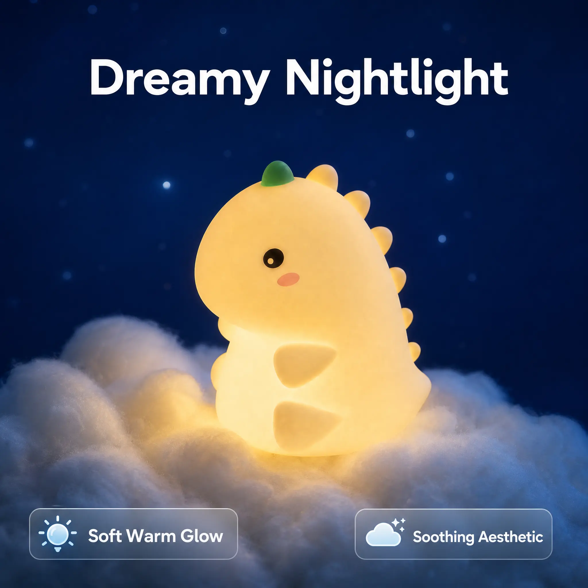 Cute Dinosaur Silicone Night Light for Kids - Rechargeable Touch Lamp, Battery Lamp， Modern Mood Lighting，Indoor Lighting，Ambient Decor Lighting，Color Changing LampPortable USB Bedside Lamp