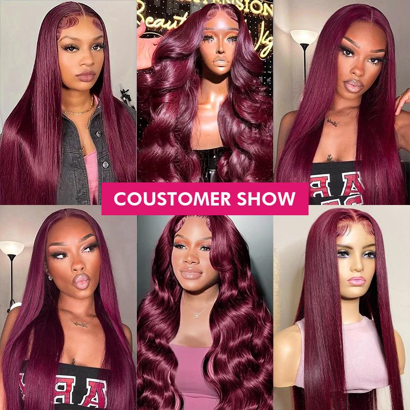 99J Body Wave Bundles Human Hair Sew In Bundles Burgundy Hair 1 3 4 Bundle Hair Extensions 4×4 Lace Closure Quick Wave Extensions