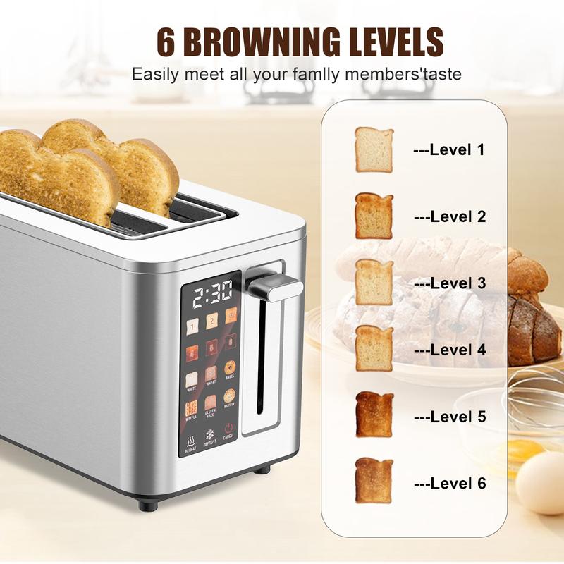 TazTir Bread Maker Machine, 5 Bread Types & 6 Shade Settings, 900W, Defrost Bagel Cancel Functions, Easy Clean Storage Household Kitchen Appliances