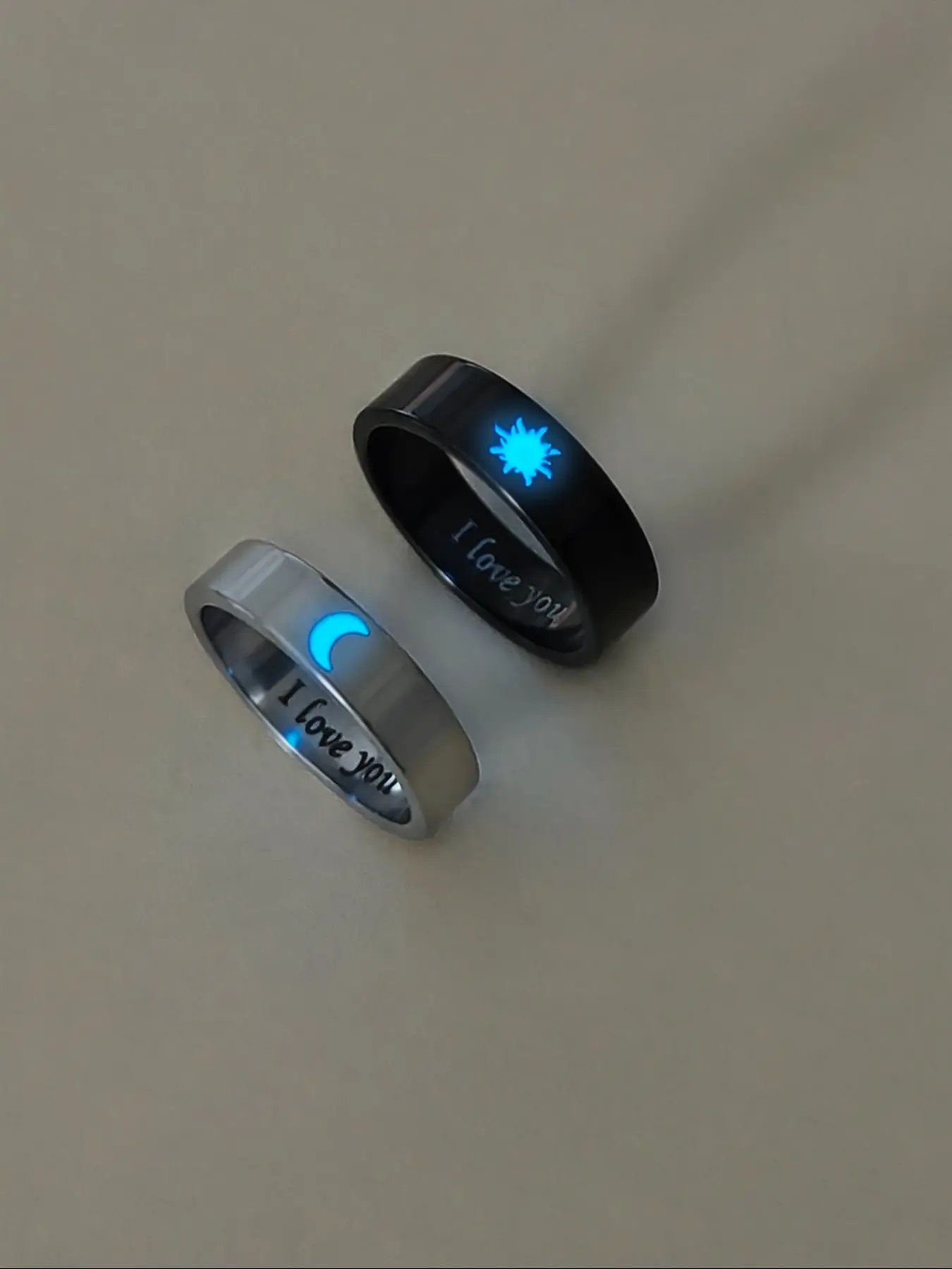 Cute Couple Rings Set, 2 Pieces Sun Moon Design, Dark Aesthetic Rings, Beautiful Rings, Perfect Gift for Valentine's Day, Romantic Jewelry for Him & Her, Wedding Promise Rings, Steel Ring