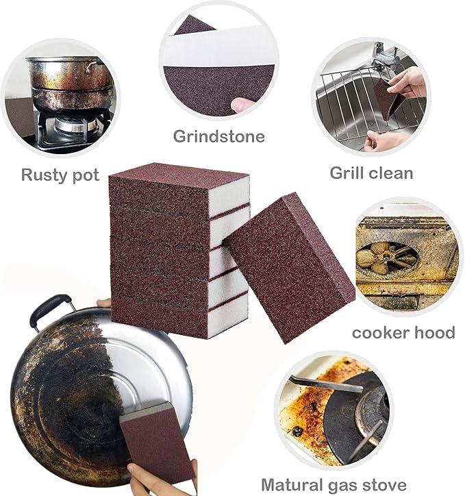 Emery Magic Sponge Eraser Set - Heavy-Duty Scouring Sponges for Non-Electric Descaling, Rust Removal, Dishwashing & Cookware Stain Remover, Kitchen Pot Cleaning Pads