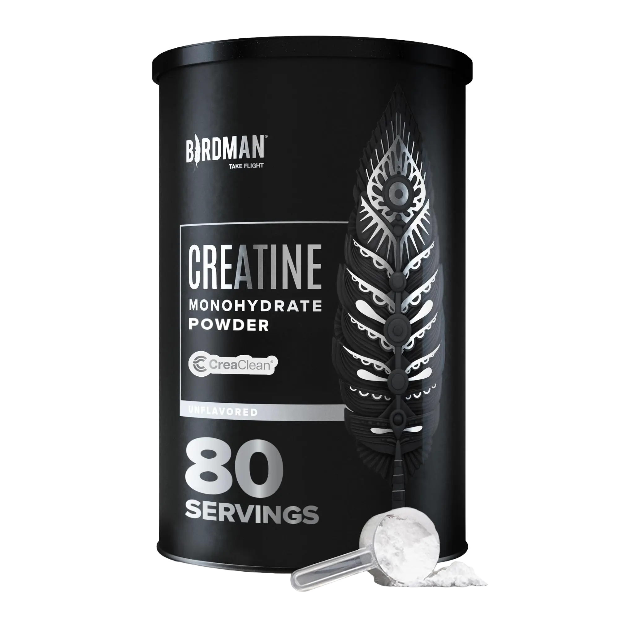 Birdman Micronized Creatine Monohydrate Powder Fitness Supplement - Flavorless, Vegan, 80 Servings, Sugar Free - CreaClean Third-Party Tested Purity, Gluten Free - Supports Strength, Recovery, Body Health, Afternoon Boost - Ideal for Supplement Stack, Mus