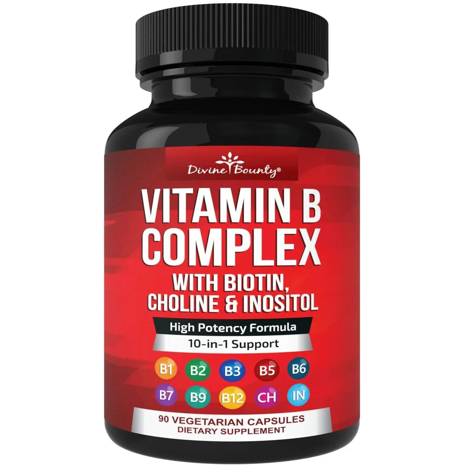 Super B Complex Vitamins - All B Vitamins Including B12, B1, B2, B3, B5, B6, B7, B9, Folic Acid - Vitamin B Supplement - Support Healthy Energy Metabolism - 90 Vegetarian Capsules