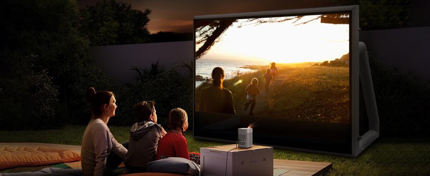 SAYOK 10FEET Inflatable Projector Screen for Outdoor Movies, Pool Parties & Backyard, Waterproof PVC Material, No Need Constant Inflating, Portable Movie Screen for Projector