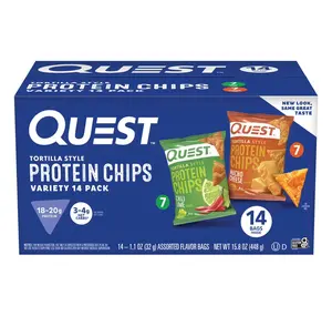 Quest Tortilla Style Protein Chip Chili Lime and Nacho Cheese 14 count