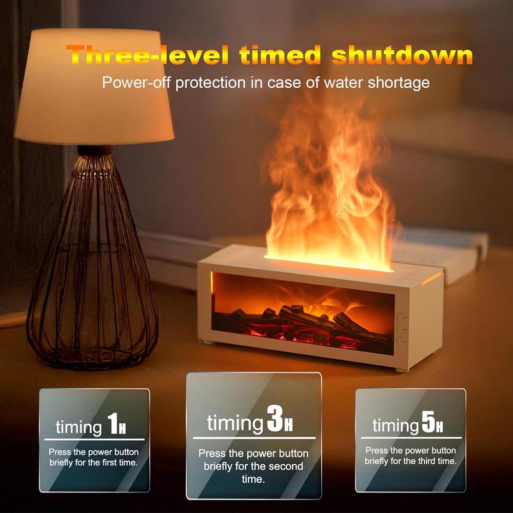 300ml Fireplace Flame Diffuser - Remote Control & Timer Auto-Off, 7 Soothing Colors Aromatherapy Diffuser for Home, Perfect Christmas Housewarming Gift Colorful LED Fragrance 2-in-1 Air Humidifier aroma Ultrasonic Set
