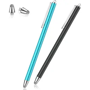 Stylus Pens for Touch Screens, 2-Pack High Sensitivity Tablet Pen with 2 Replacement Tips, Universal Capacitive Stylus Pen for iPad, iPhone, Samsung Galaxy, Huawei, Xiaomi