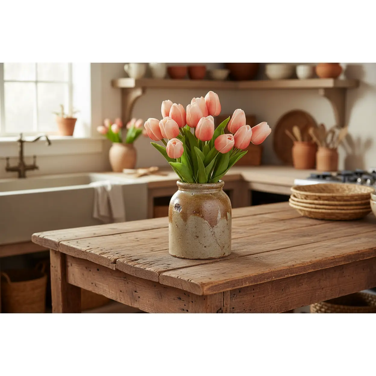 Dark Peach Real Touch Mini Tulip Bundle (12 Stems)