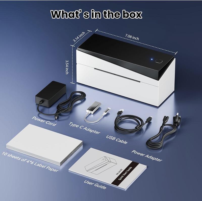 4x6 Thermal Sticker & Shipping Label Printer with Bluetooth – Inkless Printer for Small Businesses
