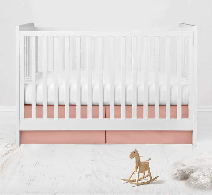 Bacati Solid Crib Skirt Dust Ruffle - Coral