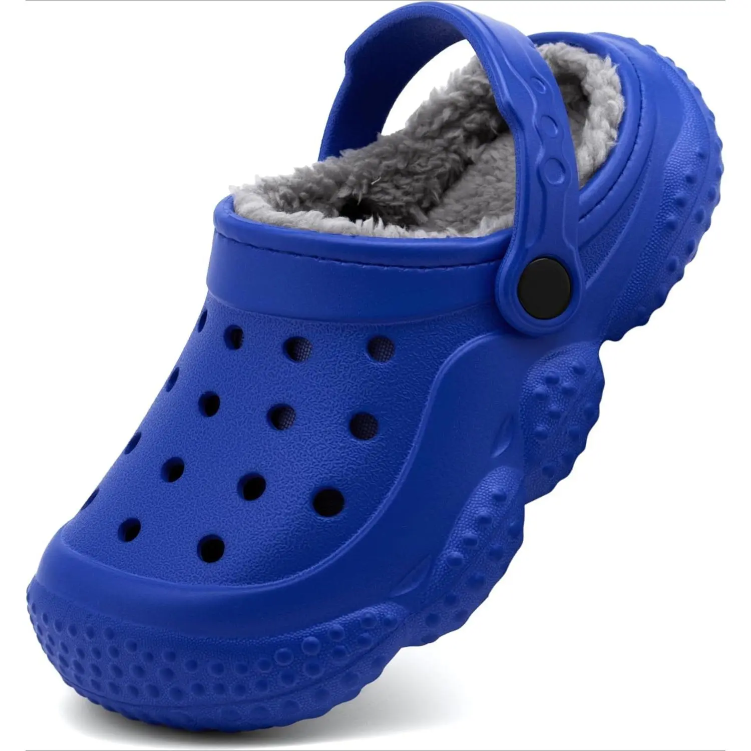 Unisex Toddler Slippers - Round Toe, Synthetic Fur-Lined Clogs, Warm Winter House Shoes with Flat Heels, Lightweight Indoor-Outdoor Footwear with Good Hardwood Grip for Sleepovers, Playful Hues