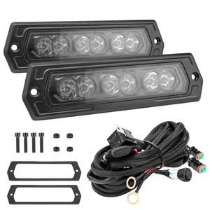 YCHOW-TECH Flush Mount LED Pods 2PCS 7 Inch 120W CREE LED Spot Backup Reverse Light Offroad Driving Lights Flush Mount LED Bumper Light Bars with Wiring Harness Kit for Truck Pickup ATV UTV SUV Ford
